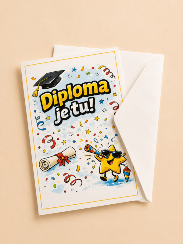 Čestitka za diplomu s kuvertom