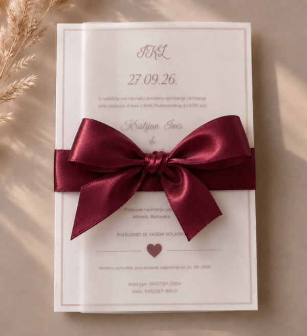 Pozivnica za vjenčanje Elegant | Personalizirana pozivnica s paus papirom