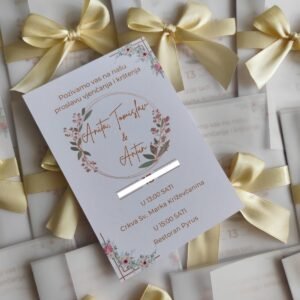 Pozivnica za vjenčanje i krštenje Flower | Personalizirana pozivnica s paus papirom