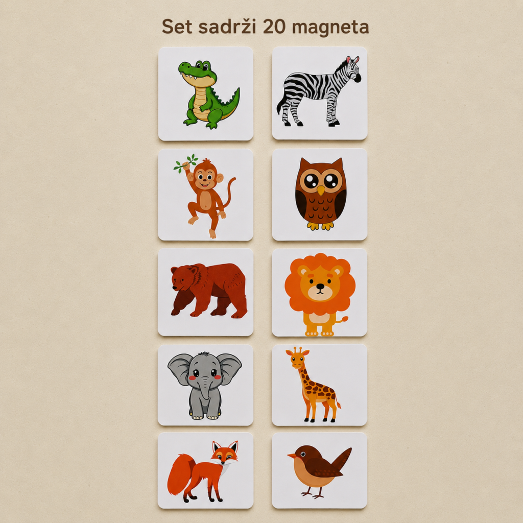 Magneti sa životinjama za djecu | set od 20 edukativnih magneta