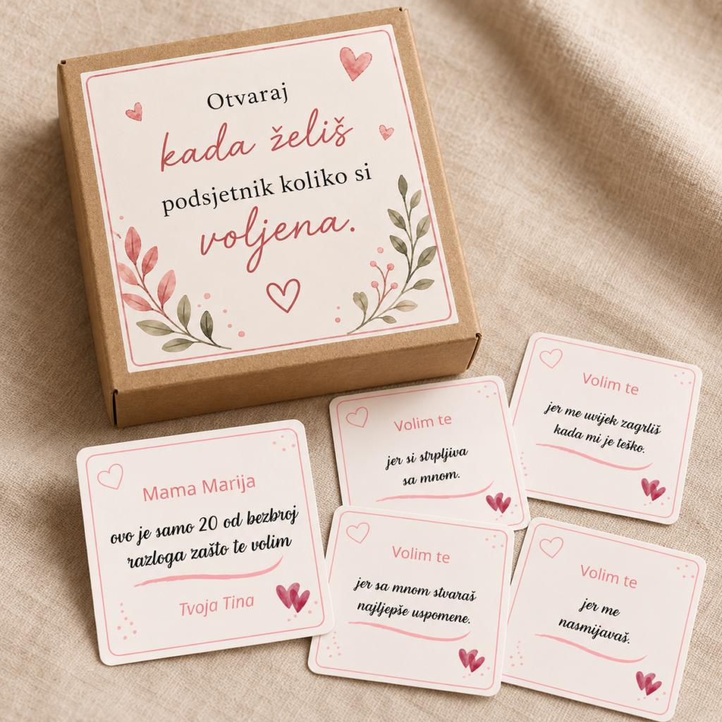 20 razloga zašto volim mamu – personalizirane kartice u poklon-kutijici