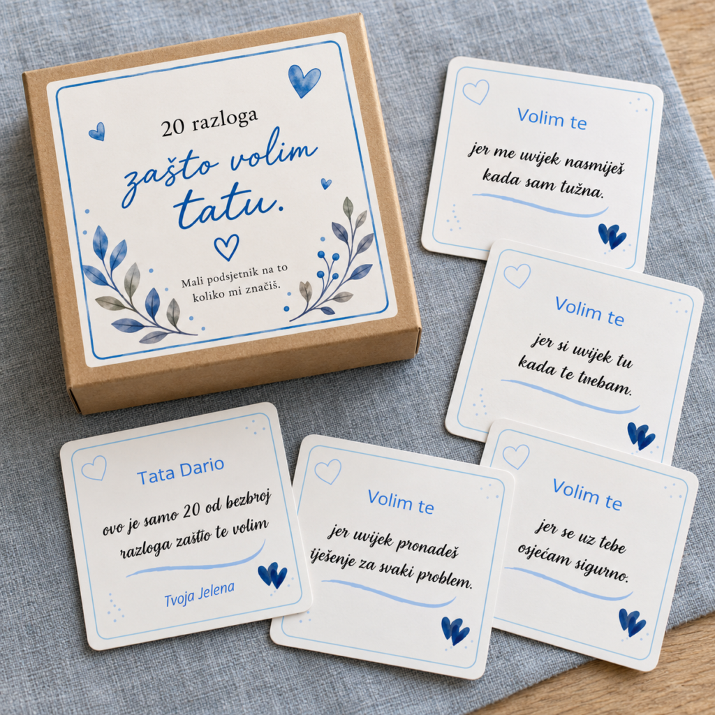 20 razloga zašto volim tatu – personalizirane kartice u poklon-kutijici