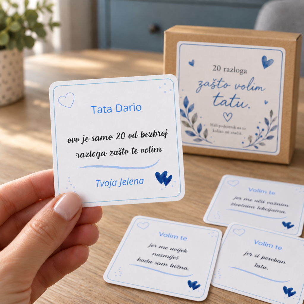 20 razloga zašto volim tatu – personalizirane kartice u poklon-kutijici