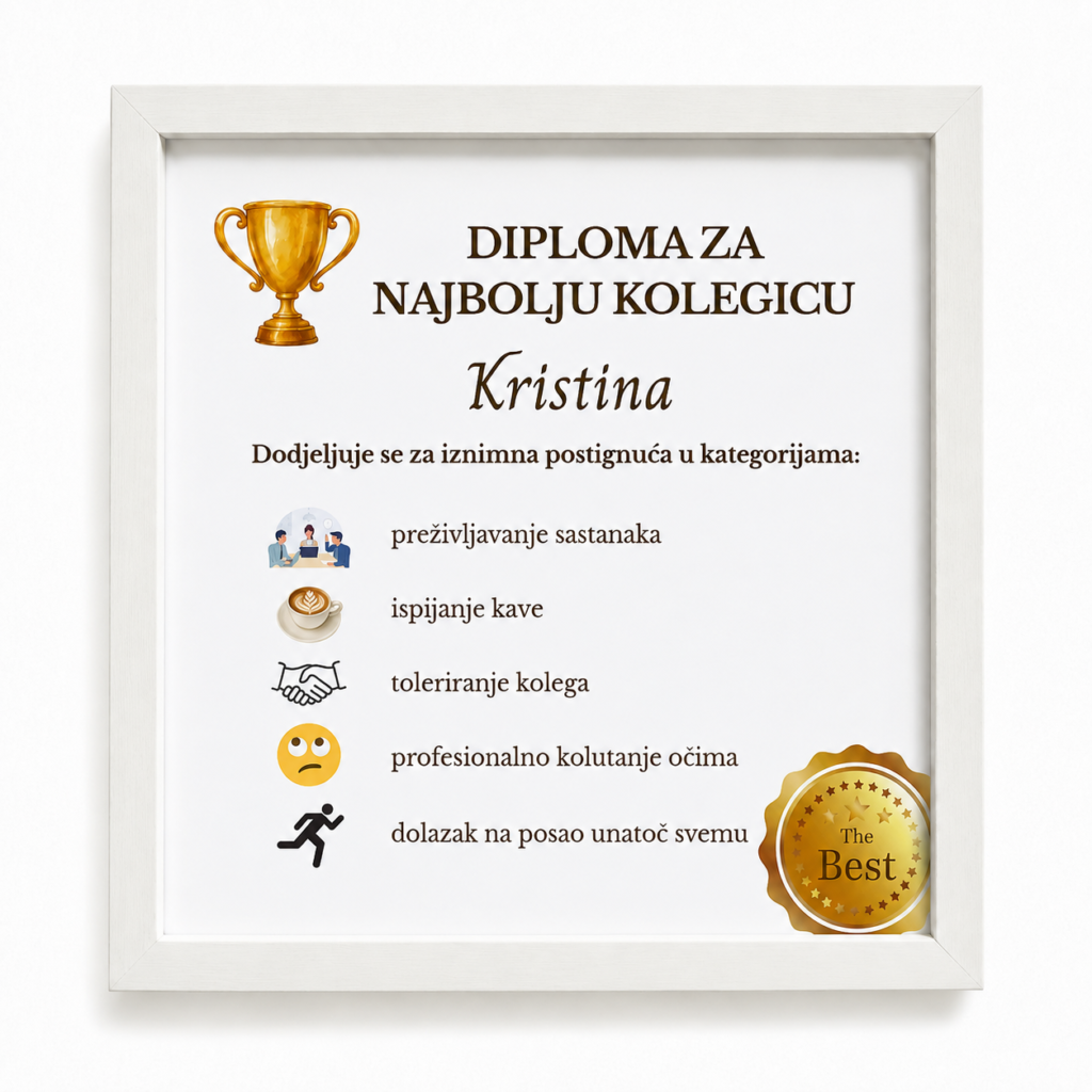 Personalizirani okvir „Najbolja kolegica“ | personalizirani poklon za kolegicu