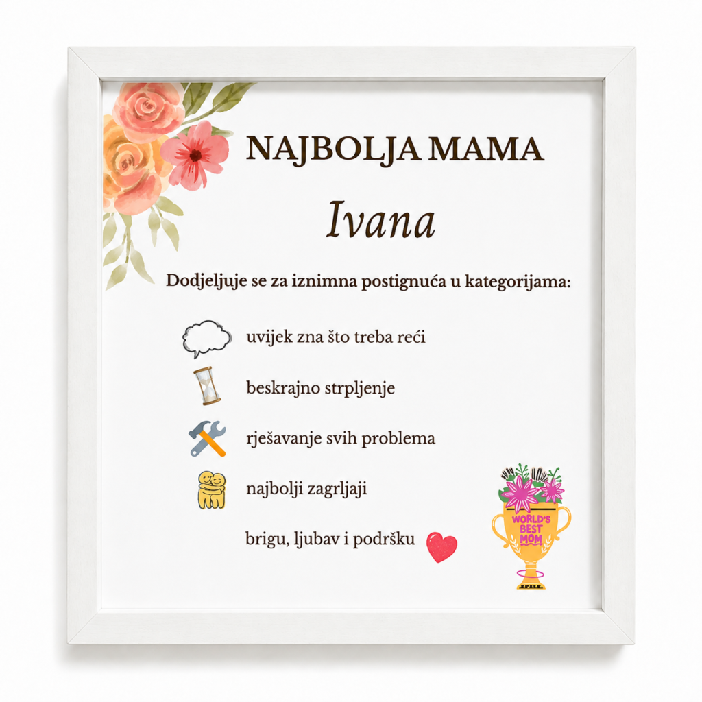 Personalizirani okvir „Najbolja mama“ | personalizirani poklon za mamu