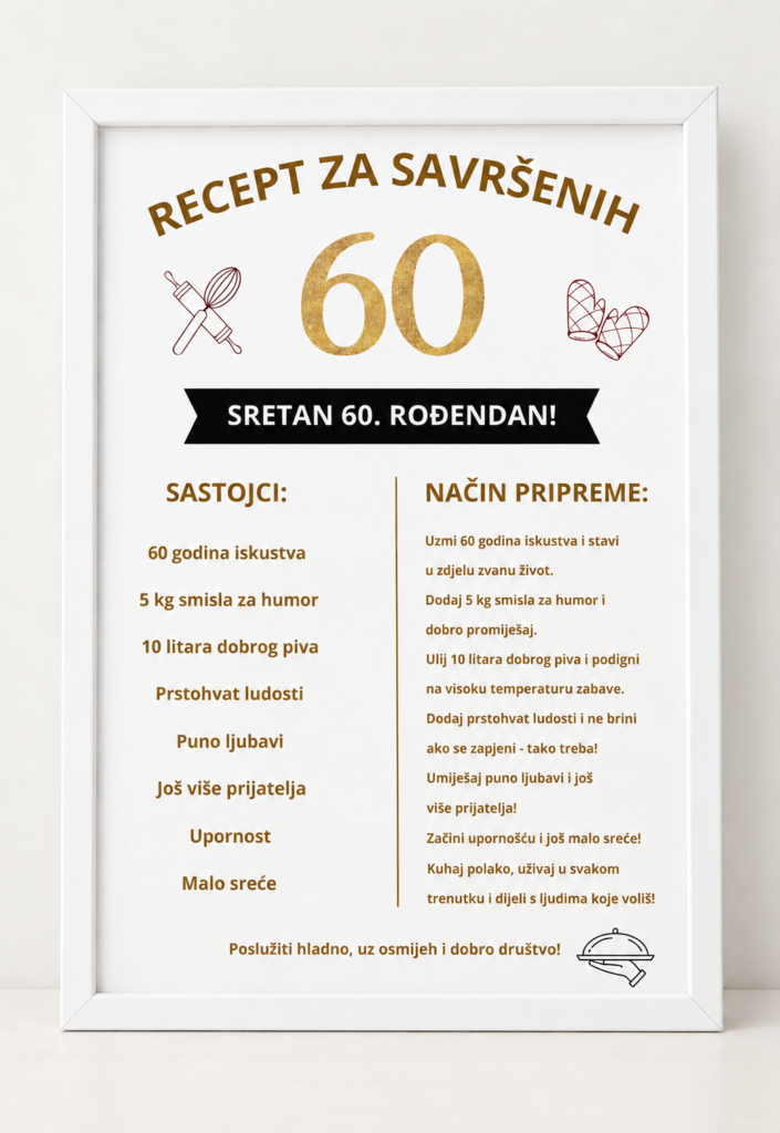 Personalizirani okvir „Recept za savršen rođendan”